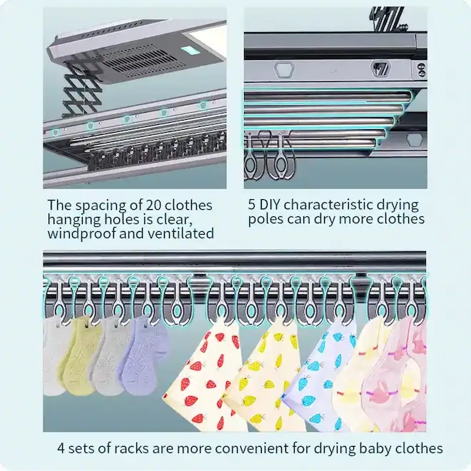 Electric laundry rack for heavy wet clothes